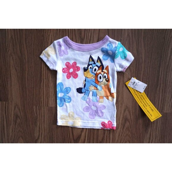 Bluey Toddler T-Shirt White with Multi-Color Flowers - Size 12M, NWT - Picture 1 of 4